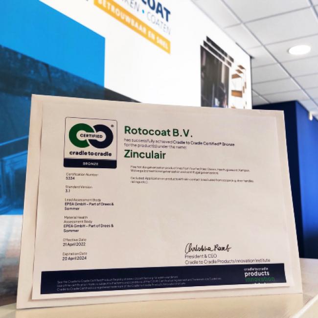 Zinculair behaalt C2C CERTIFIED Bronze