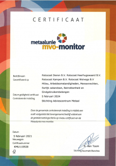 Certificaat metaalunie MVO-monitor